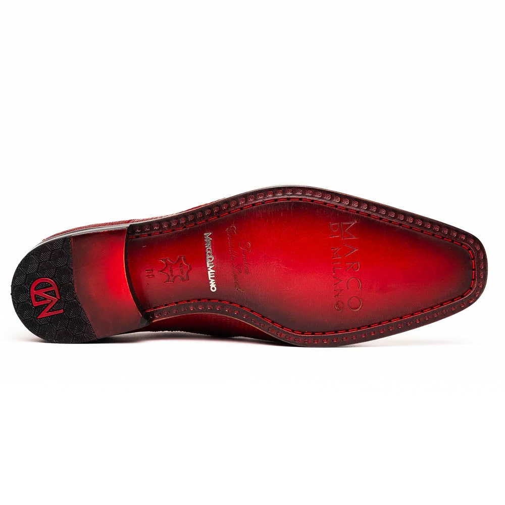 Marco Di Milano Merida Red Oxfords Lizard & Caiman Crocodile Shoes - 8