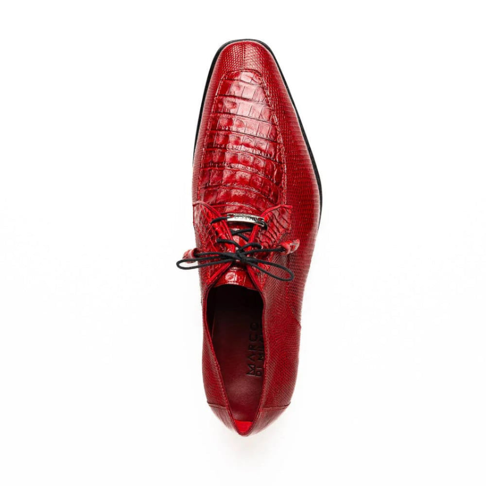 Marco Di Milano Merida Red Oxfords Lizard & Caiman Crocodile Shoes - 8