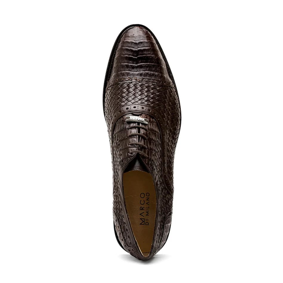 Marco Di Milano John Men's Shoes Exotic Caiman Crocodile / Woven Leather Dress Oxfords - 6