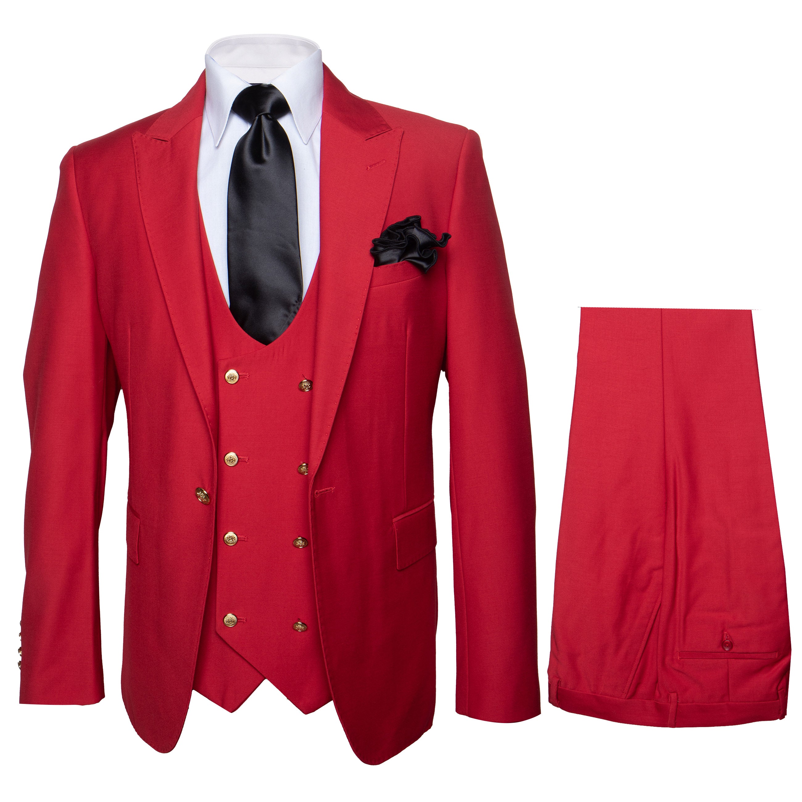 Rossi Man Max Slim Fit Formal Suit – 3-Piece Set in Bold Solid Red | RM1191 - 34R