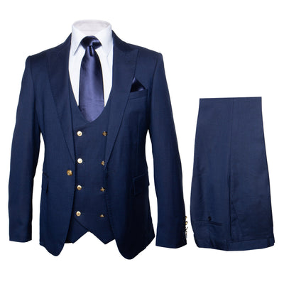 Modern 3-Piece Suit for Men â€“ Rossi Man Max Tailored Slim Fit in Solid Navy | RM1393