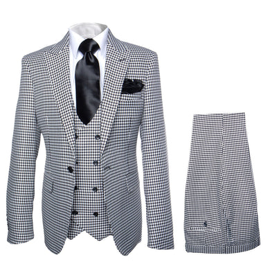 Rossi Man MAX RM1710 Slim Fit 3-Piece Suit â€“ Modern Black and White Suit for Men
