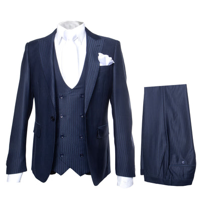 Rossi Man MAX RM1711 Slim Fit 3-Piece Suit â€“ Stylish Navy Formalwear for Men