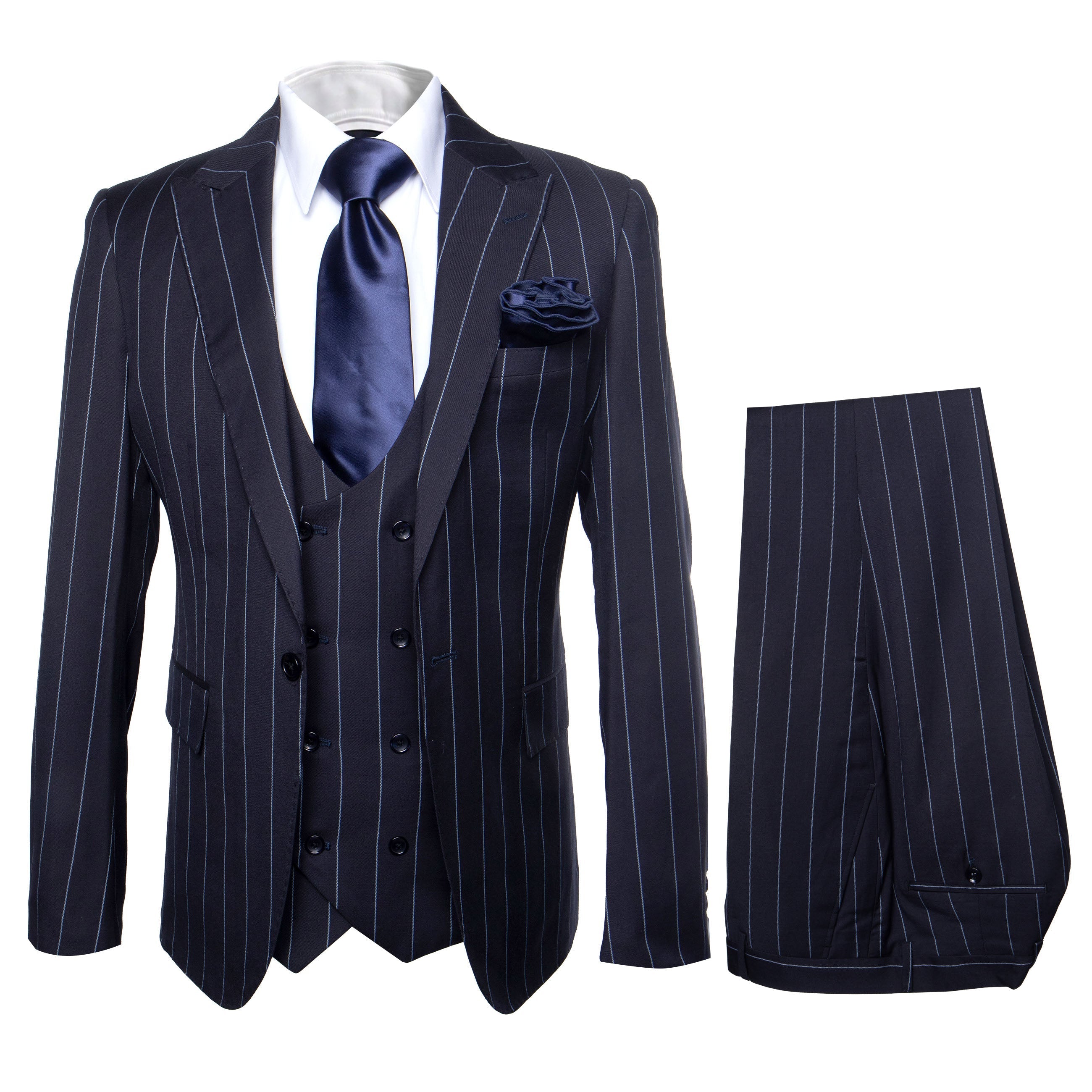 Rossi Man MAX RM1725 Slim Fit 3-Piece Suit – Modern & Stylish Navy Suit for Men - 34R
