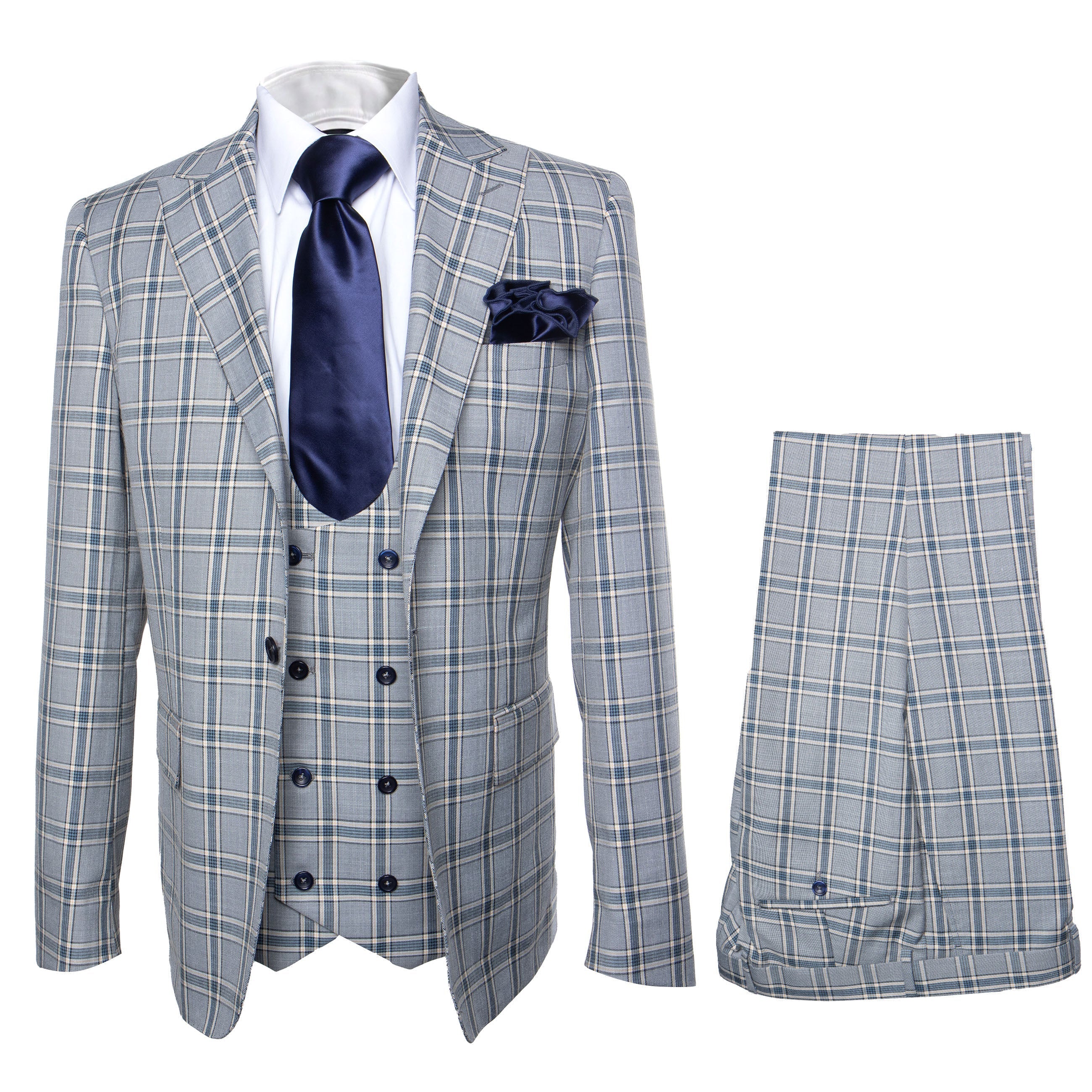 Rossi Man MAX RM1820 Slim Fit 3-Piece Suit – Modern Formal Suit for Men - 34R