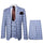 Rossi Man MAX RM1822 Slim Fit 3-Piece Suit – Premium Light Blue & Brown Plaid Formal Suit for Men