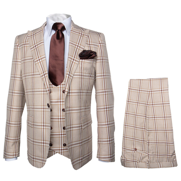 Rossi Man MAX RM1824 Slim Fit 3-Piece Light Brown Suit â€“ Elegant Formalwear for Men