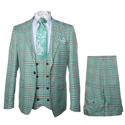 Rossi Man MAX RM1825 Slim Fit 3-Piece Mint Green Suit Modern Formalwear for Men