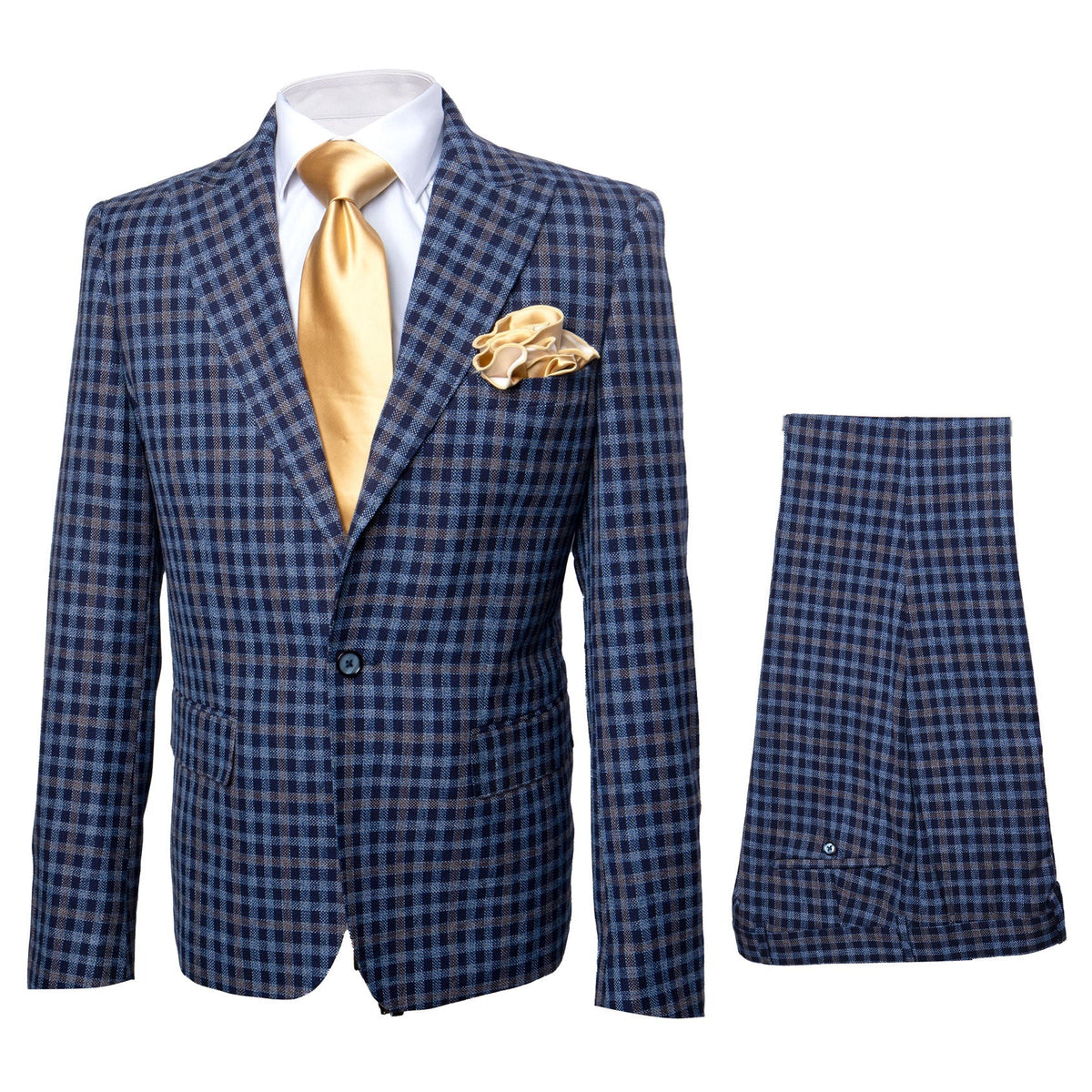 Rossi Man MAX RM1835 Slim Fit 3-Piece Suit â€“ Modern Tailored Blue Suit for Men