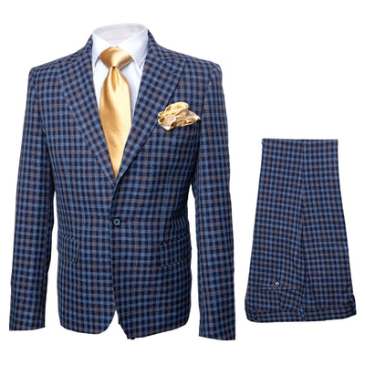 Rossi Man MAX RM1835 Slim Fit 3-Piece Suit â€“ Modern Tailored Blue Suit for Men