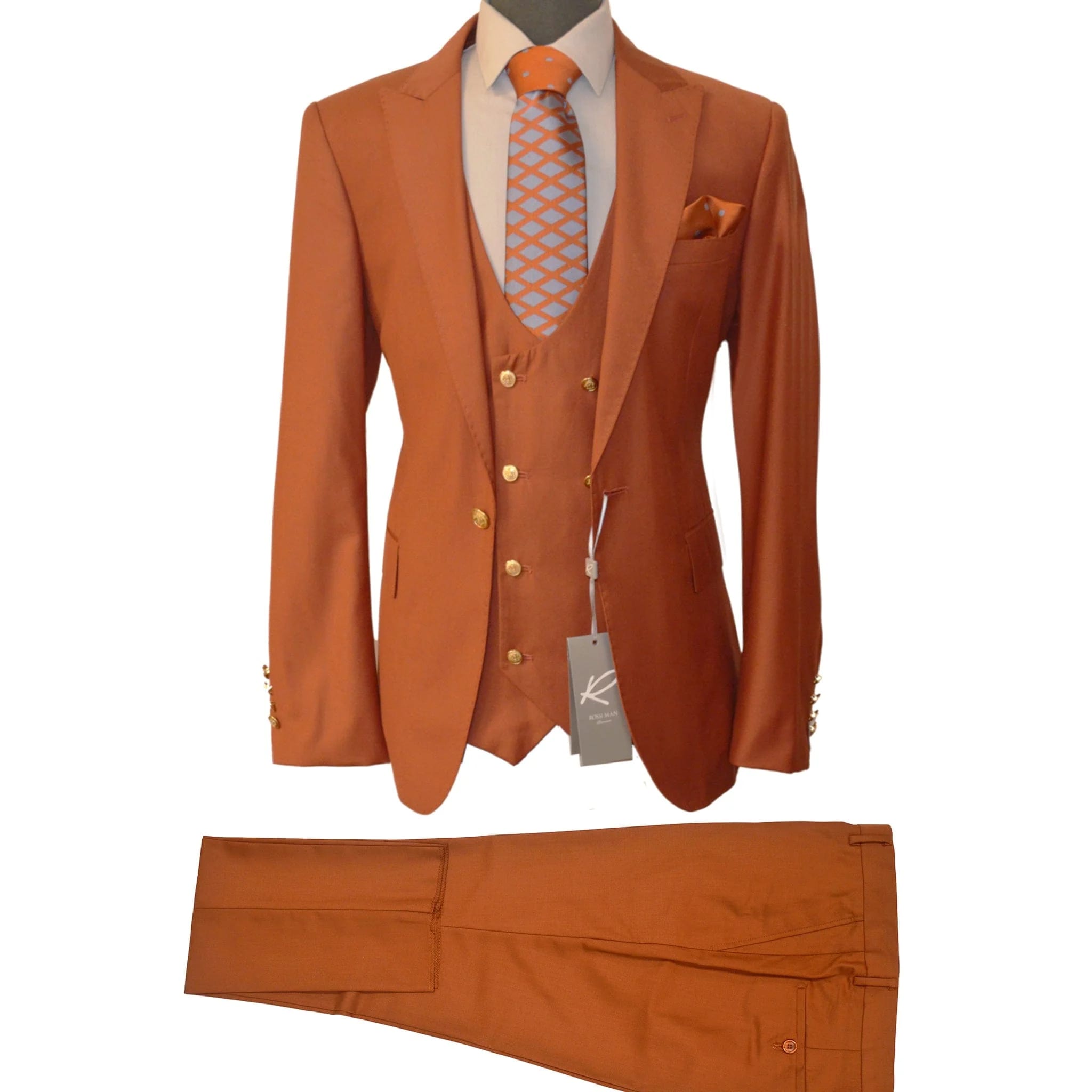 Rossiman Suits For Sale -  Mens Designer Suit - Fashion Suits - Fancy Peach Suits Peach Prom 2026 Suits Peach Prom 2026 Suits - 38 Short Jacket+32 Waist Adjustable 28to34)(Height: 5 4 to5 7 )(Neck  15-16.5)S-M)