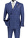 Naples Collection - Blue Modern Fit Double Breasted Windowpane Peak Lapel 2 Piece Suit