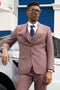 "Mens Stacy Adams Suit - Stacy Adams Suit Men's Vested Business Suit - Two Button, Mauve Plaid" pink