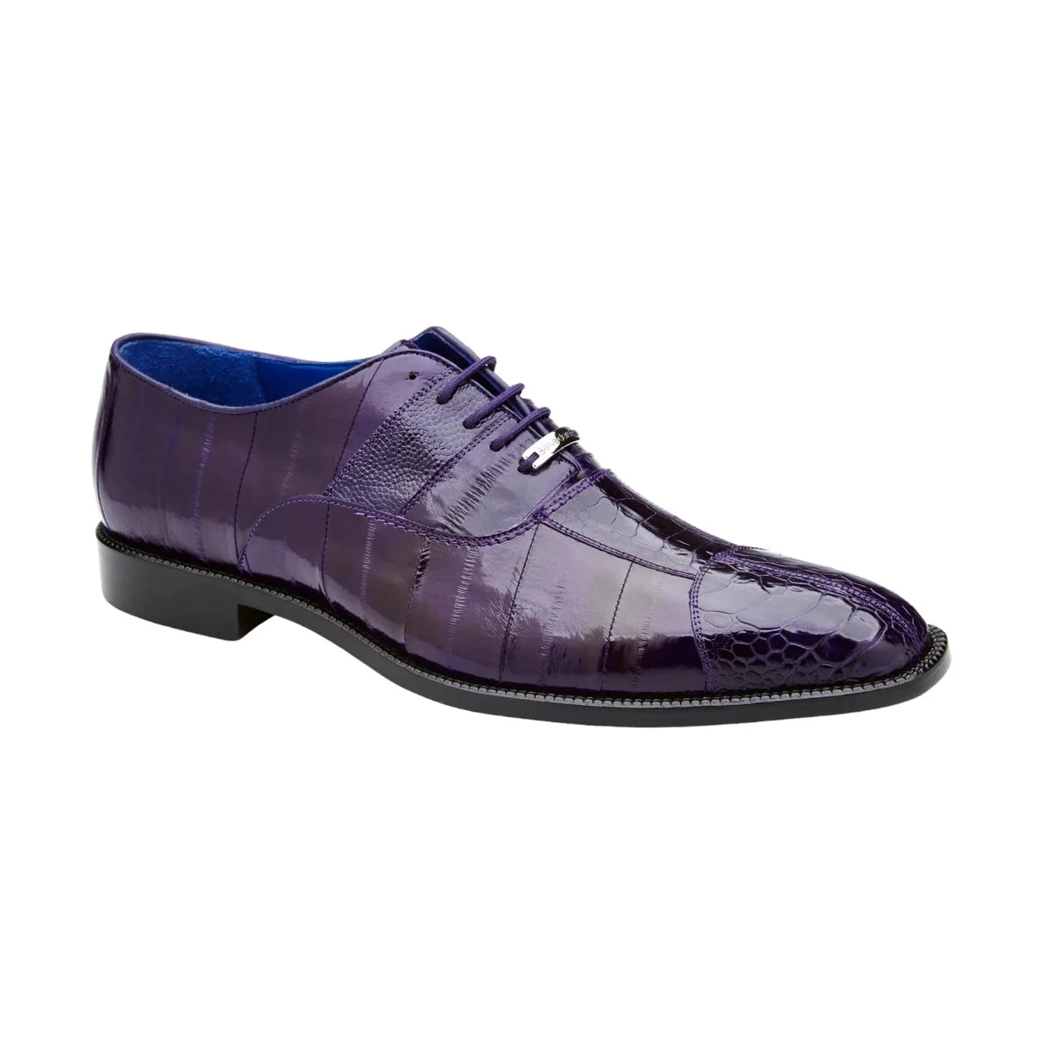 Belvedere Mare  Shoes Men's Purple Genuine Ostrich & Eel Split-toe Oxfords - 6