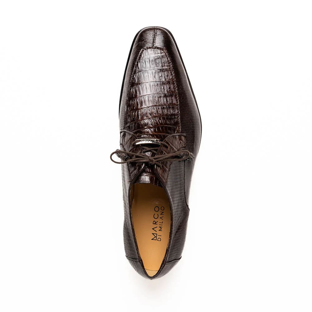 Marco Di Milano Merida Brown Oxfords Lizard & Caiman Crocodile Shoes - 6