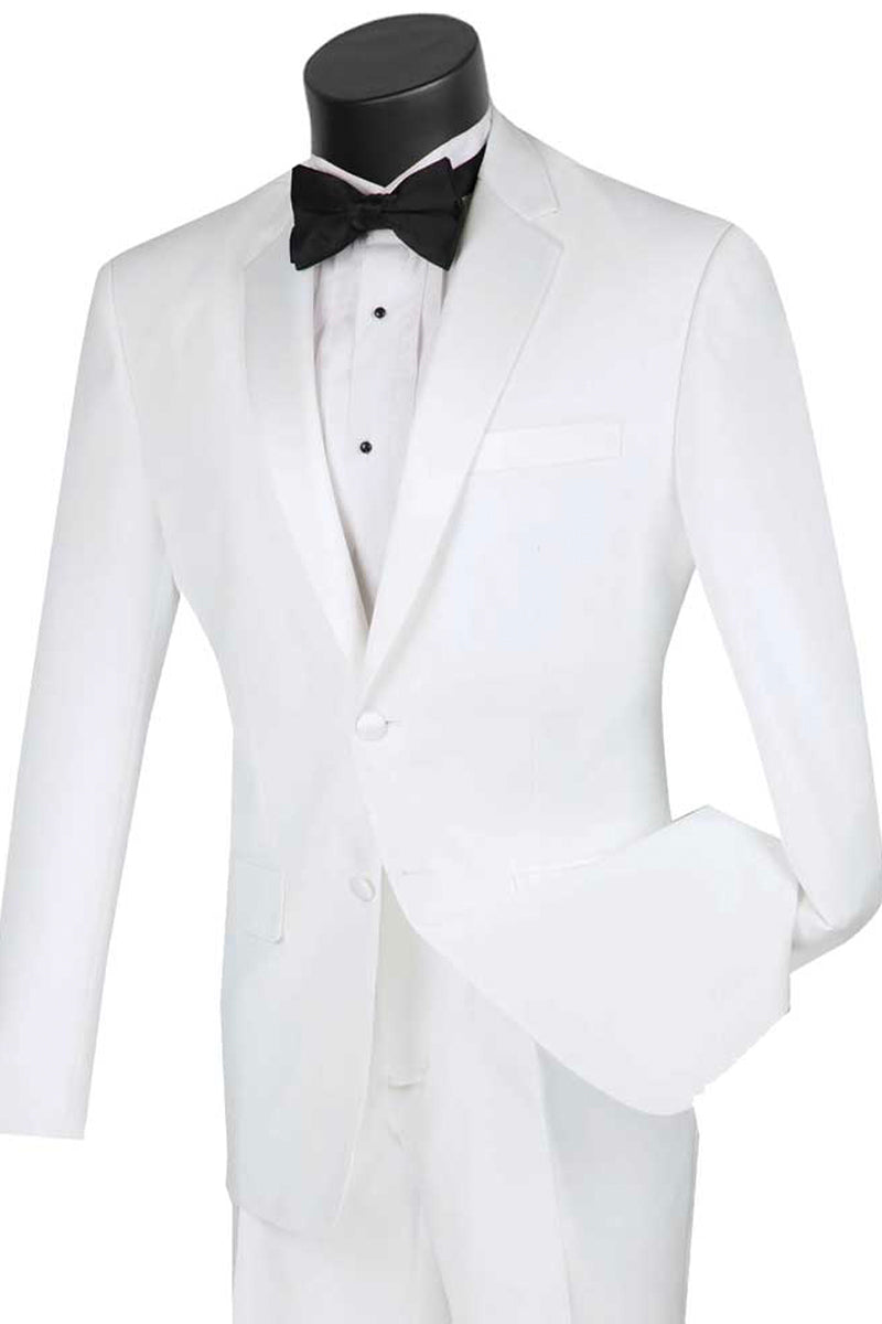 Mens Slim Fit Poplin Tuxedo in White - 36 Short