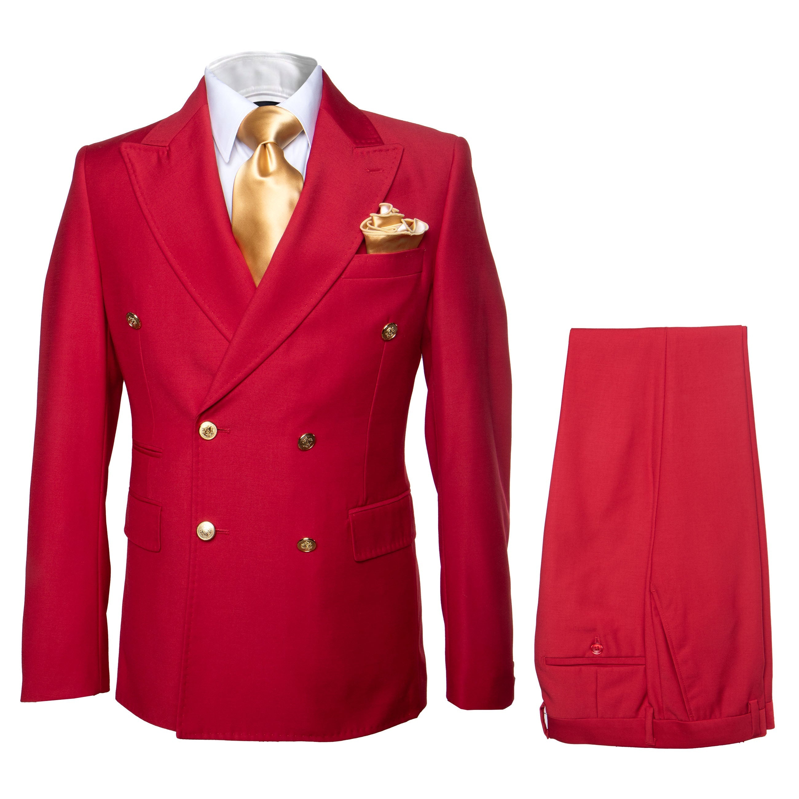 Rossi Man MILANO RM1191 – Slim Fit Red 3-Piece Suit for Men | Stylish Modern Formalwear - 34R
