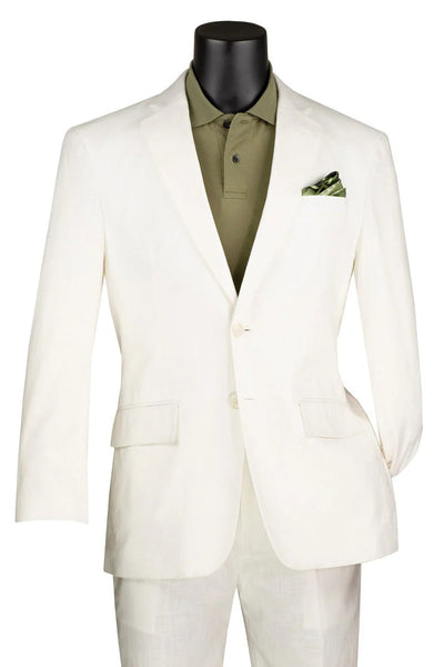 Mens Basic Modern Fit Summer Linen and Cotton Suit in White