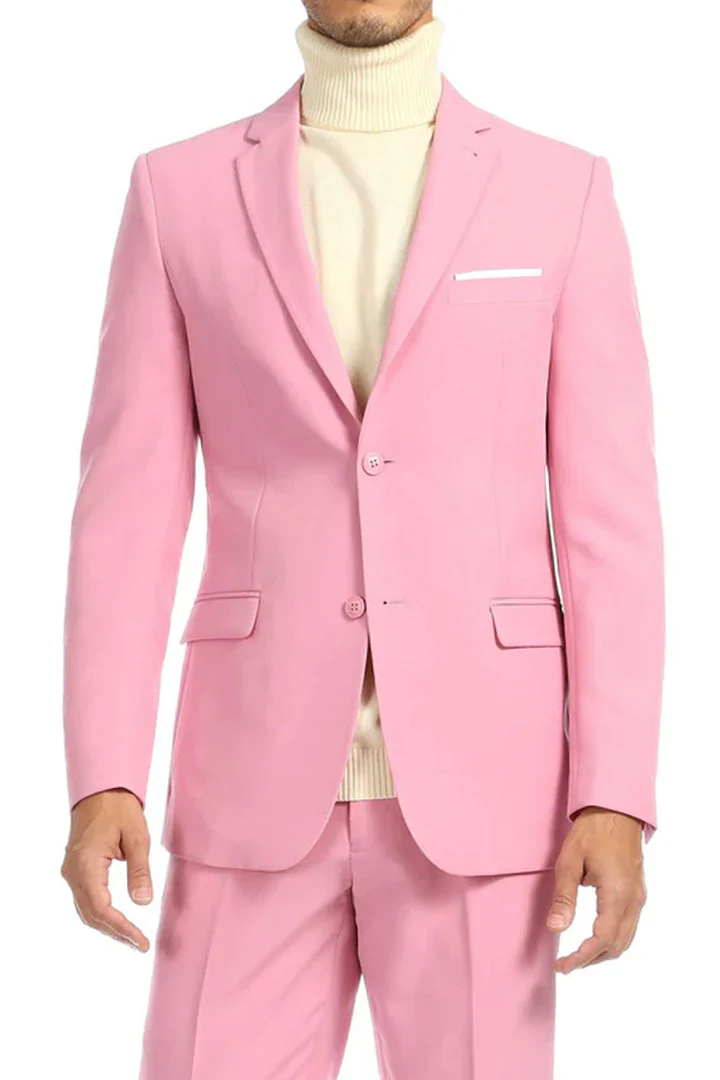 Mens Easter Suit - Jacket and Pants in Summer Color pink Modern Fit Light Weight - 34 Short or Extra Small