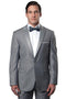 Grey Men's Slim Fit Tuxedo - One Button, Satin Trim, Peak Lapel for Prom 2025 & Wedding