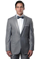 Grey Men's Slim Fit Tuxedo - One Button, Satin Trim, Peak Lapel for Prom 2025 & Wedding