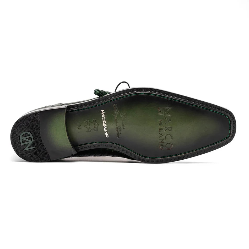 Marco Di Milano Moncalieri Green Genuine Alligator / Cobra Skin Dress Derby Oxfords - 6