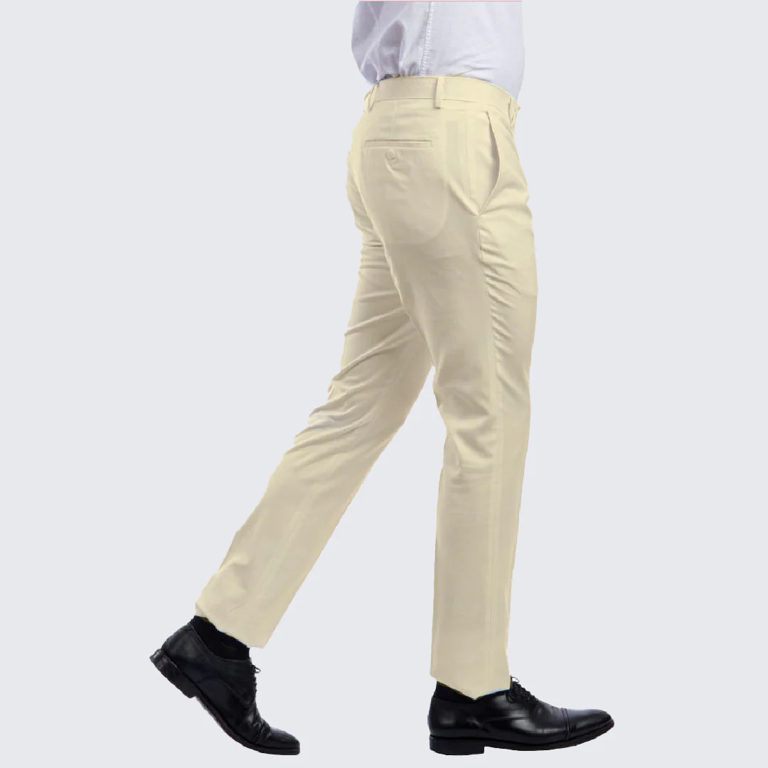 Mens Ivory Slim Tailored Dress Pants – Stylish Skinny Fit Trousers - dress size pants : 28 Unfinished bottom