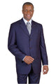 "Navy Blue Men's Classic Wool Feel Pinstripe Suit - 3 Button Design"