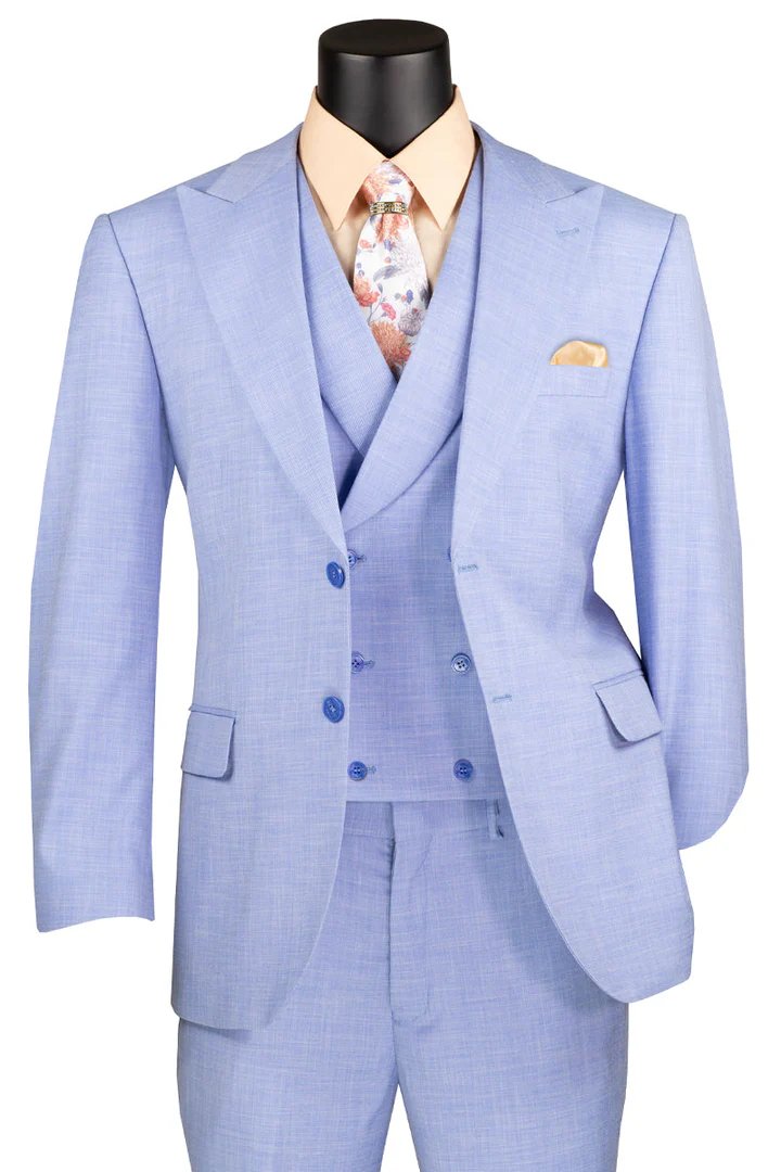 Mens Easter Suit - Jacket and Pants in Summer Color Light Blue Sharkskin Modern Fit Light Weight - 34 Short or Extra Small