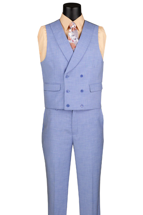 Mens Easter Suit - Jacket and Pants in Summer Color Light Blue Sharkskin Modern Fit Light Weight