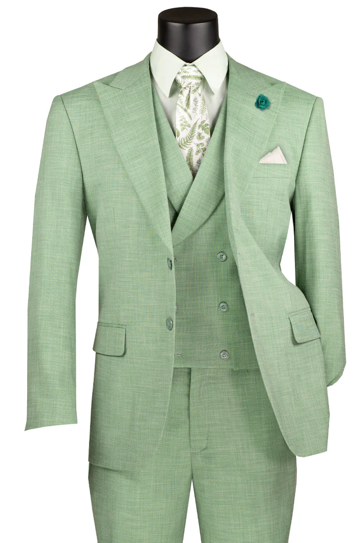 Mens Easter Suit - Jacket and Pants in Summer Color Light Green Modern Fit Light Weight - 34 Short or Extra Small