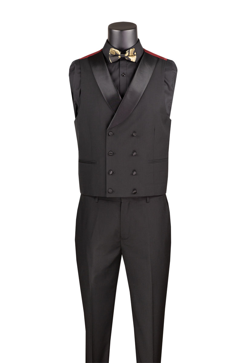 Black Gold Modern Fit 3 Piece Suit with Matching Bow Tie - Black