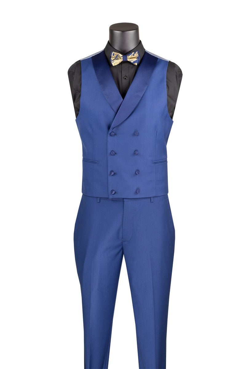 Navy Gold Modern Fit 3 Piece Suit with Matching Bow Tie - Navy