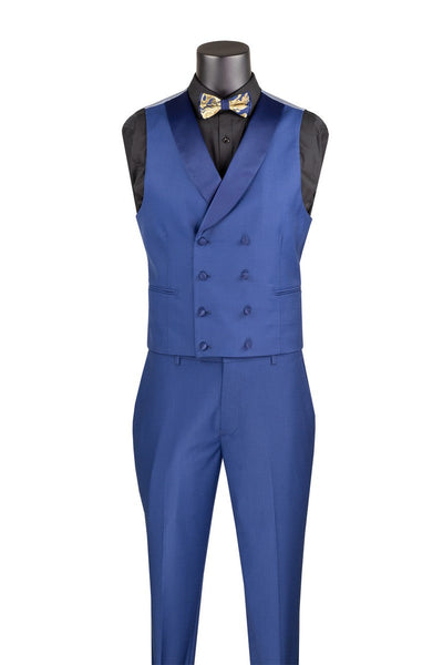 Navy Gold Modern Fit 3 Piece Suit with Matching Bow Tie