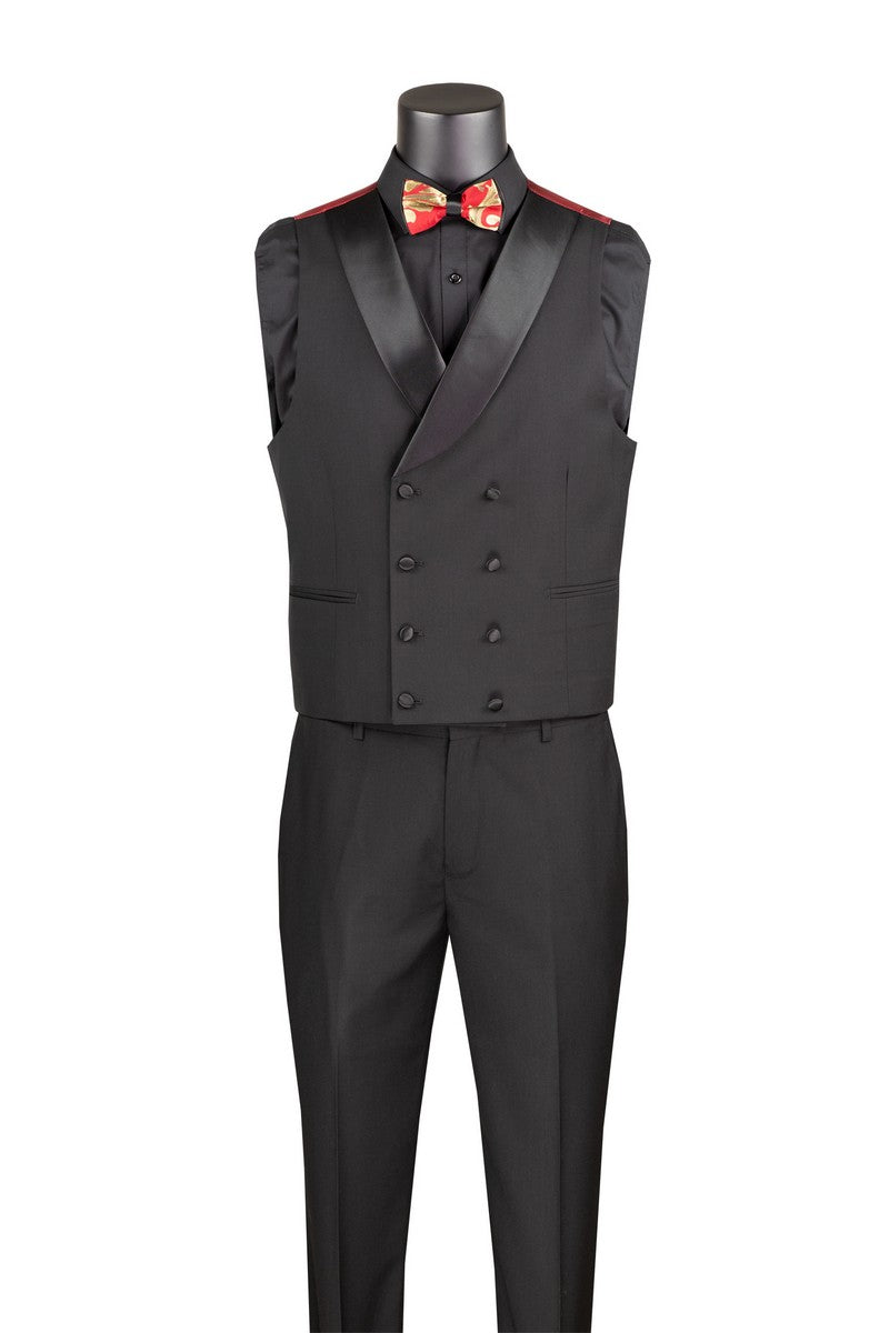 Red Gold Modern Fit 3 Piece Suit with Matching Bow Tie - Red