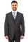 "Men's Wool Vested Suit - Modern Fit, Charcoal Grey & Blue Plaid"
