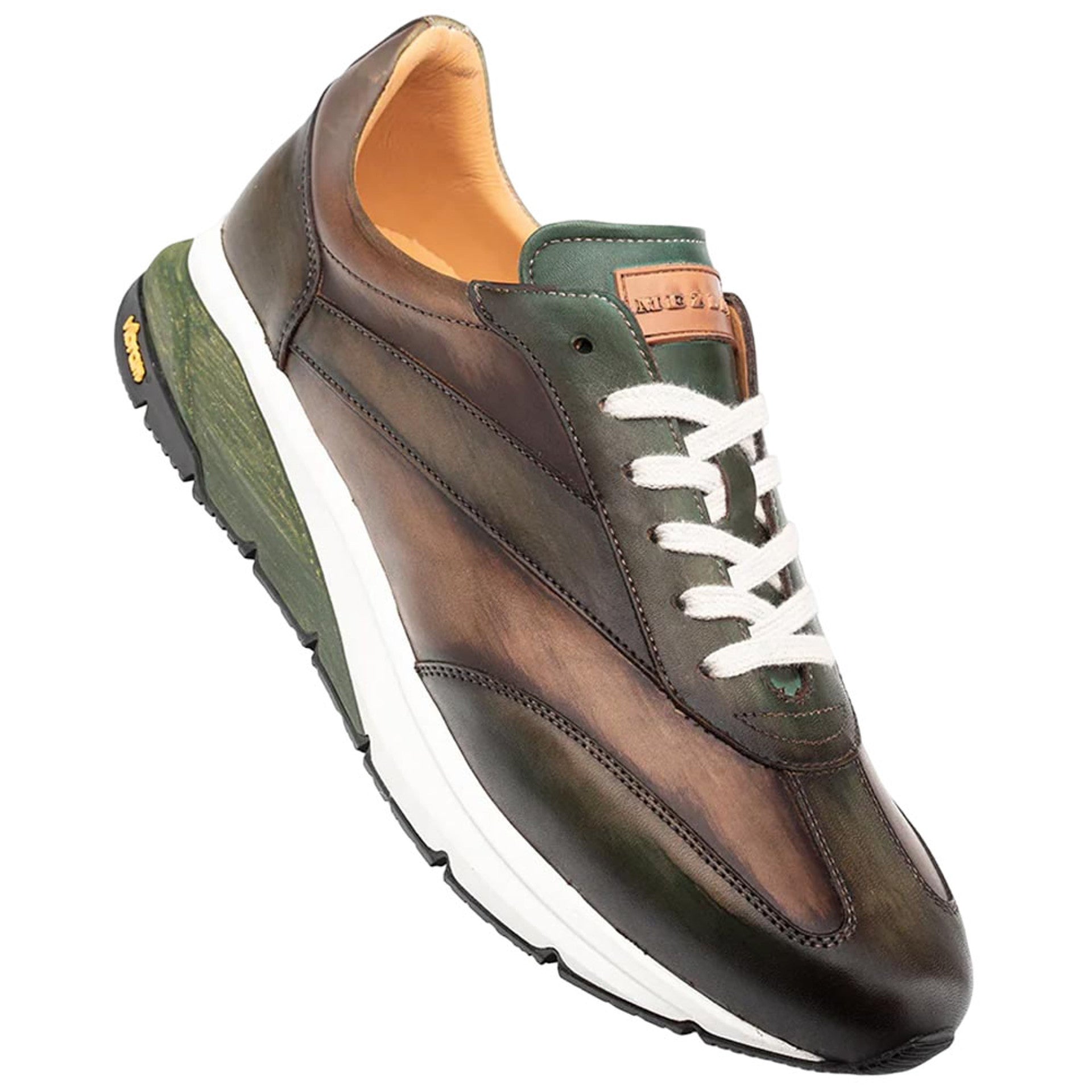 Men's Magico Forest/Olive Two-Toned Sneakers By Mezlan Made In Spain Brand - 8