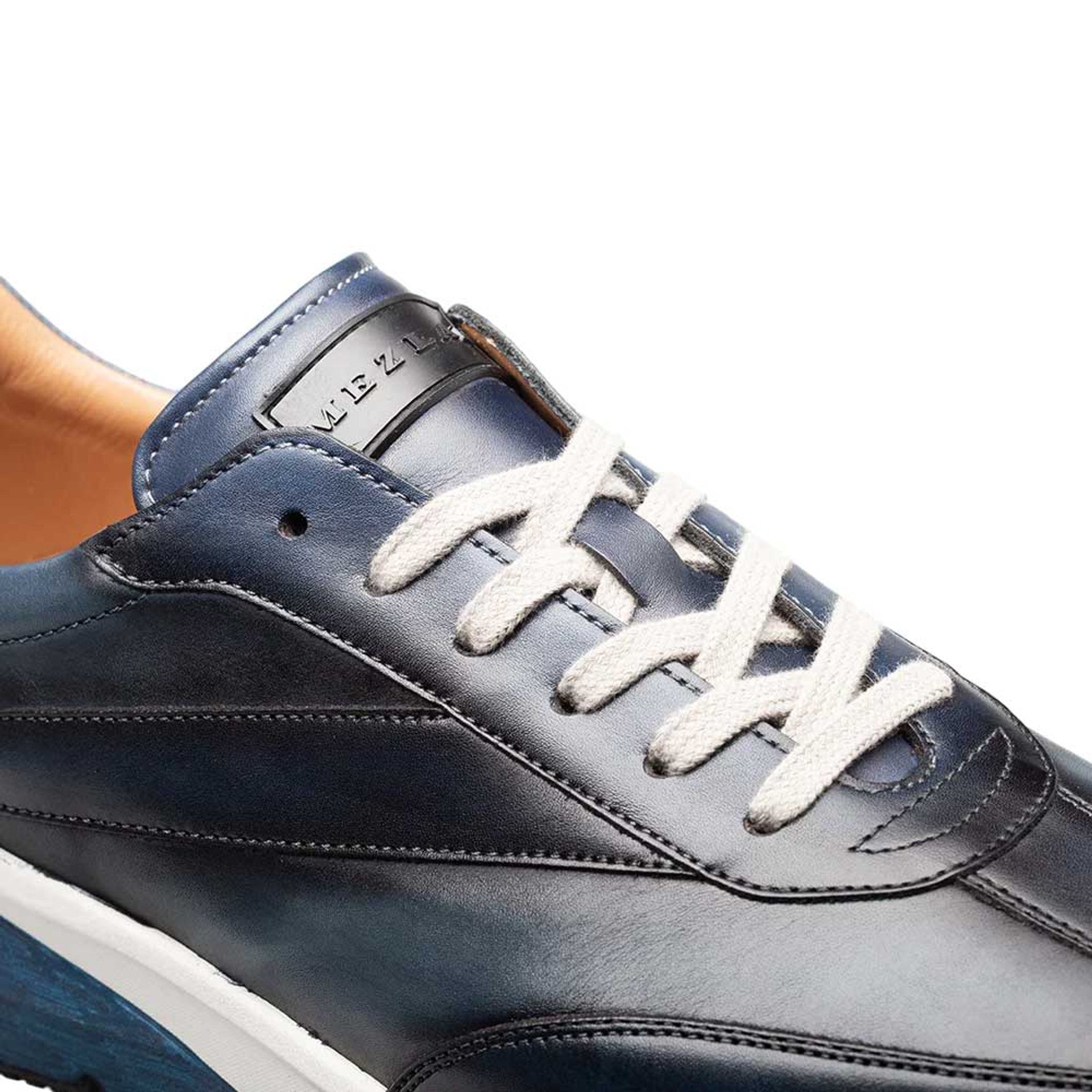 Men's Magico Navy/Med Blue Two-Toned Sneakers By Mezlan Made In Spain Brand - 8