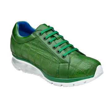 Men's Belvedere Magnus Patchwork Ostrich leg Sneaker in Emerald Green - 9-M