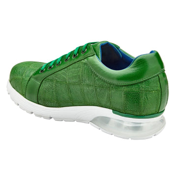 Men's Belvedere Magnus Patchwork Ostrich leg Sneaker in Emerald Green - 9-M