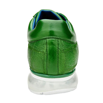 Men's Belvedere Magnus Patchwork Ostrich leg Sneaker in Emerald Green - 9-M