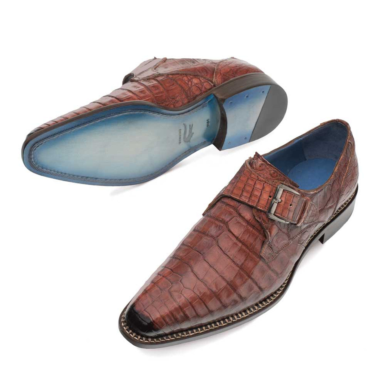 Mezlan Magnus Sport Genuine Crocodile Monk Strap Mens Slip On - 8 M