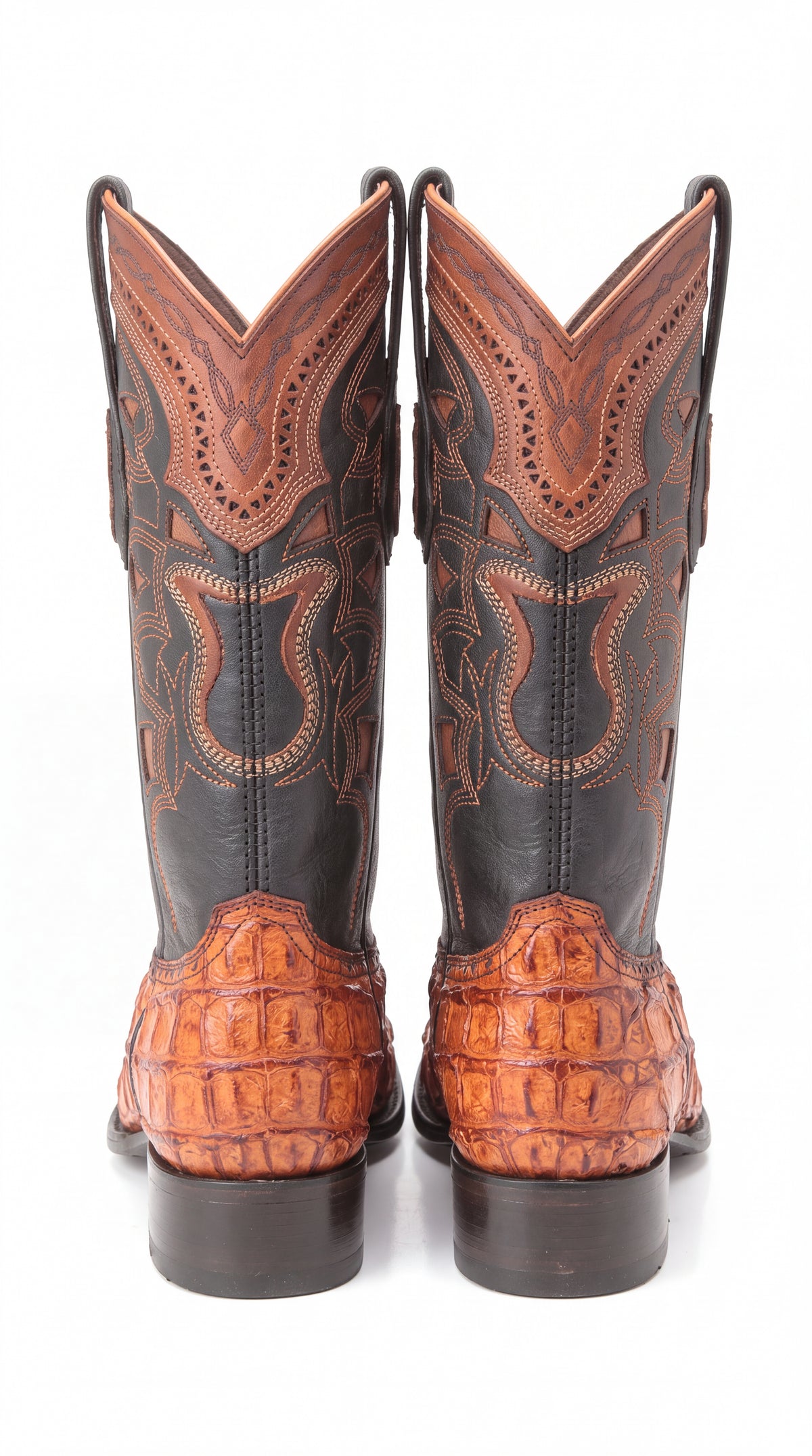 Los Altos Men’s Cognac Pirarucu Exotic Cowboy Boots – European Square Toe Western Boots