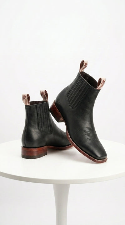 Black Square Toe Ankle Boots