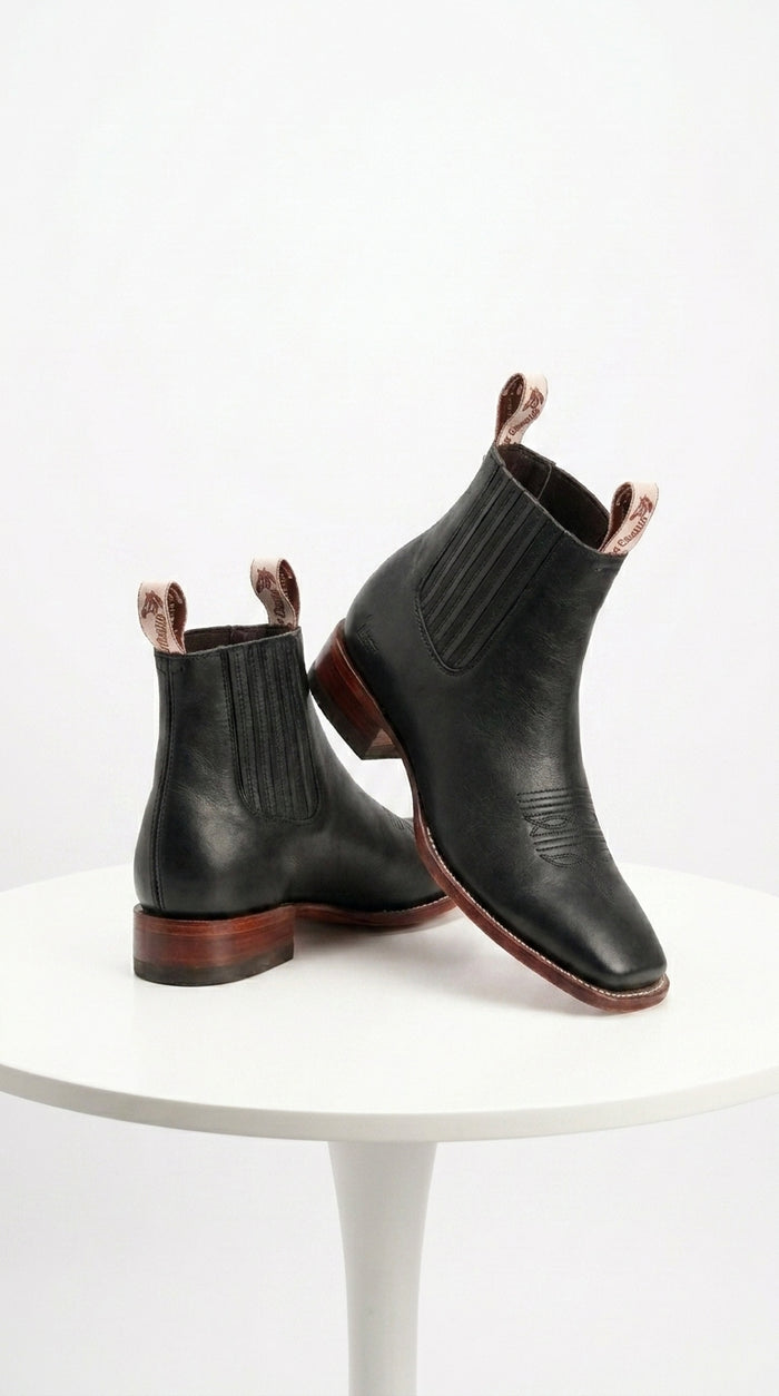Black Square Toe Ankle Boots