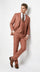 Stacy Adams Men’s Brown Textured Windowpane 3 Piece Hybrid Fit Suit, Black and Orange Check Formal Dress Suit for Weddings, Prom, Business Events, and Parties