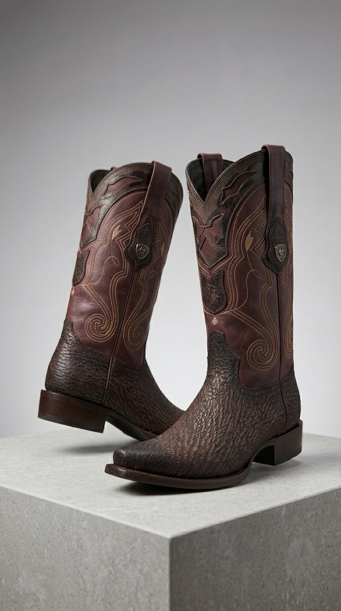 Men’s Shark Skin Cowboy Boots, Western Exotic Boots in Brown, Sand and Cognac