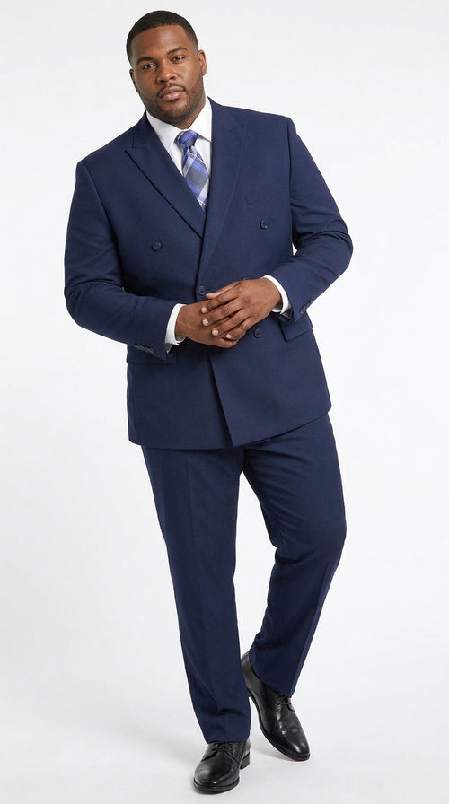 Men’s Classic Navy Double Breasted Suit, Affordable Formal Wedding Business Dress Suit