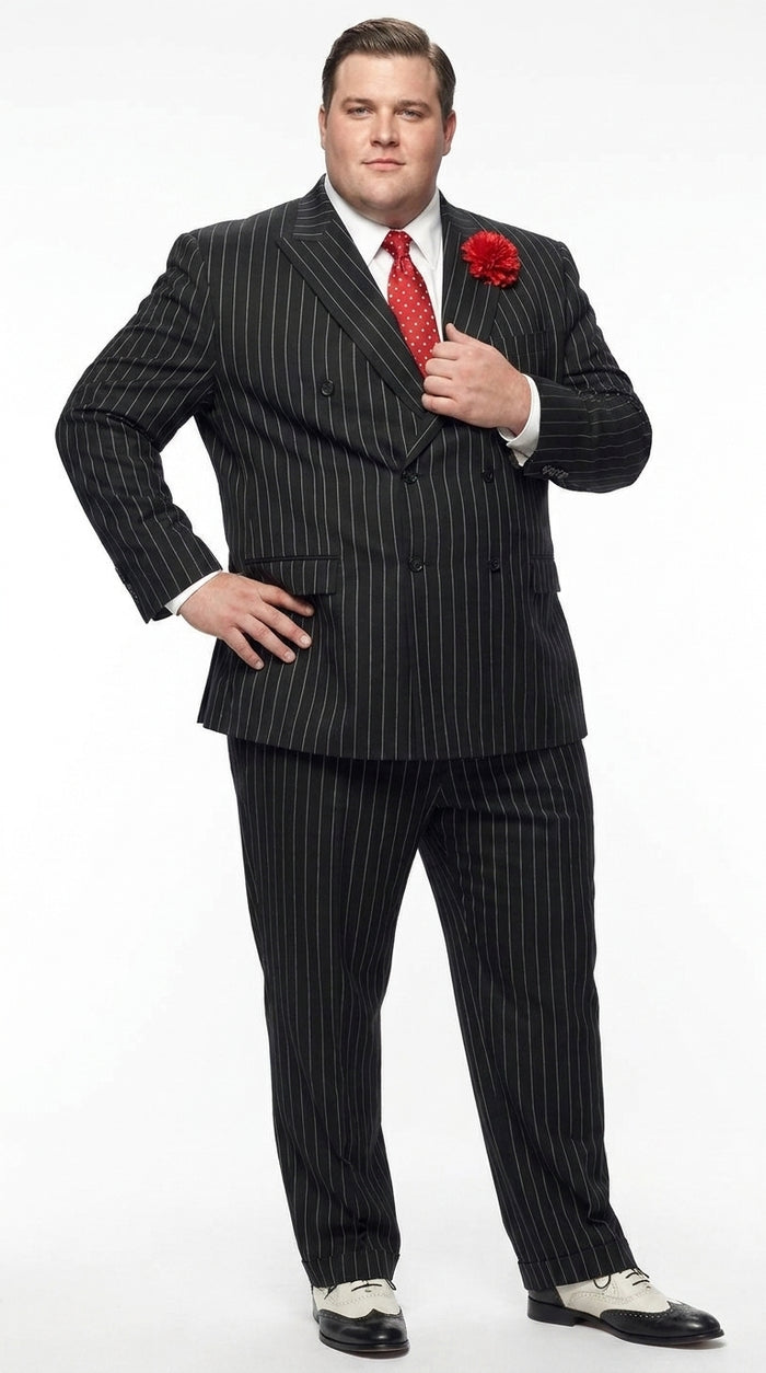 Men’s Gomez Addams Inspired Double Breasted Pinstripe Suit, Addams Family Style Costume Outfit