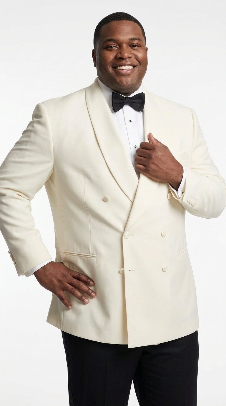 Men’s Ivory Dinner Jacket, Cream Off White Double Breasted Shawl Collar Wedding Tuxedo Blazer